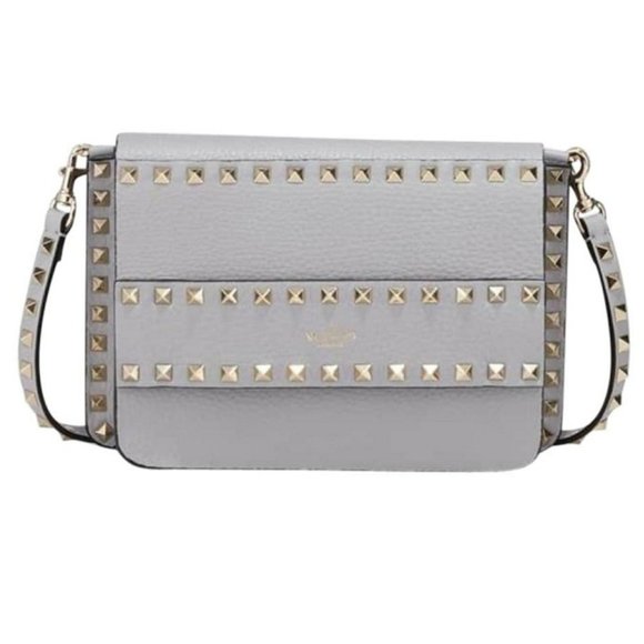 Valentino Garavani Handbags - VALENTINO GARAVANI Rockstud Small Leather Shoulder Bag In Gray